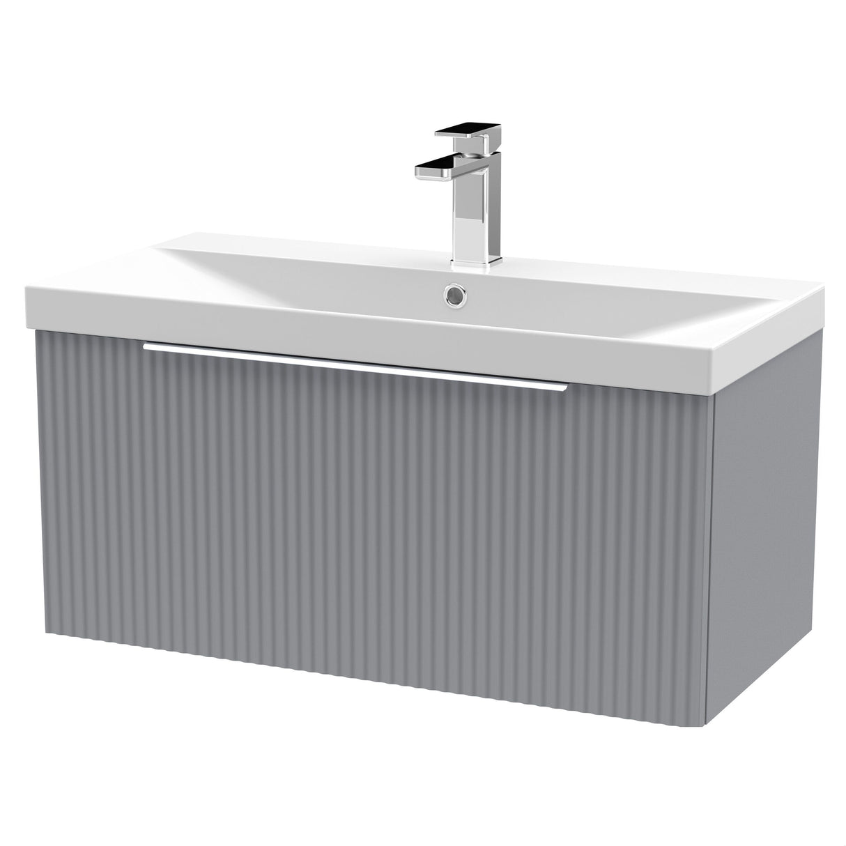 [BFFF296D] Tixall 1 Drawer Wall Hung Vanity Basin Unit with 1 Tap Hole Thin-Edge Ceramic Basin, Choice of Size and Colour - Cutout