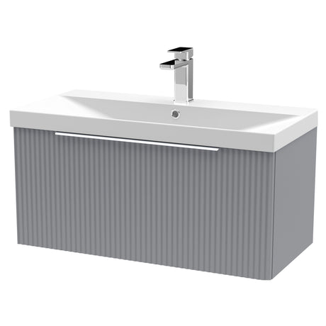 [BFFF296D] Tixall 1 Drawer Wall Hung Vanity Basin Unit with 1 Tap Hole Thin-Edge Ceramic Basin, Choice of Size and Colour - Cutout