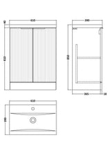 Fluted Front Floor Standing Vanity Basin Unit with Choice of Size, Colour and Handle Options