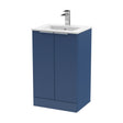 [BFFF323B] Tixall Fluted 2 Door Floor Standing Vanity Unit with Minimalist Basin, Satin Blue, 500mm - Cutout