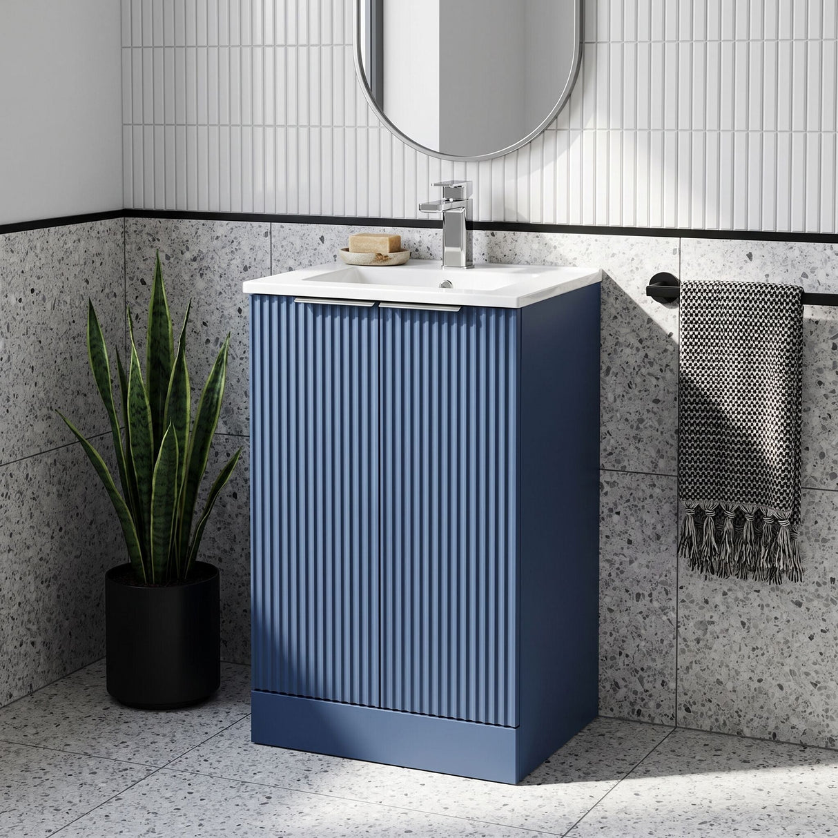 [BFFF323B] Tixall Floor Standing Vanity Basin Unit with 1 Tap Hole Minimalist Ceramic Basin, Choice of Size and Colour