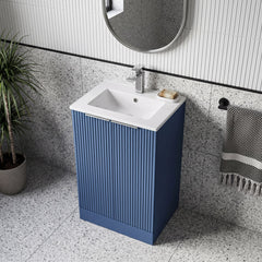 [BFFF323B] Tixall Floor Standing Vanity Basin Unit with 1 Tap Hole Minimalist Ceramic Basin, Choice of Size and Colour