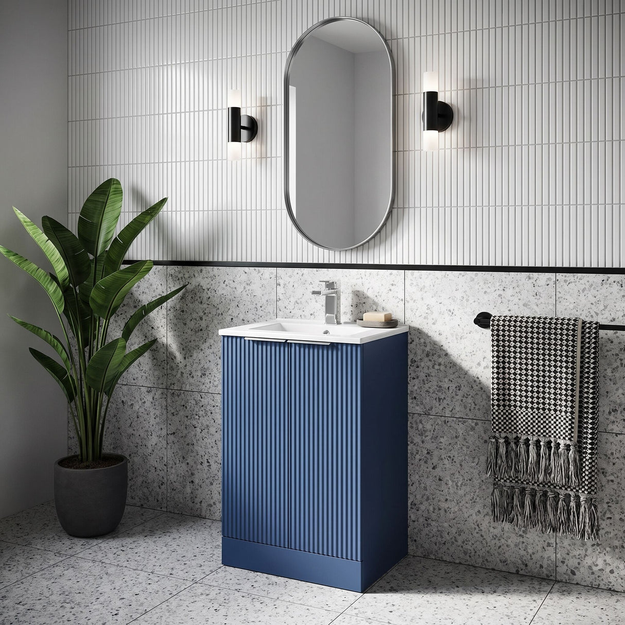 [BFFF323B] Tixall Floor Standing Vanity Basin Unit with 1 Tap Hole Minimalist Ceramic Basin, Choice of Size and Colour