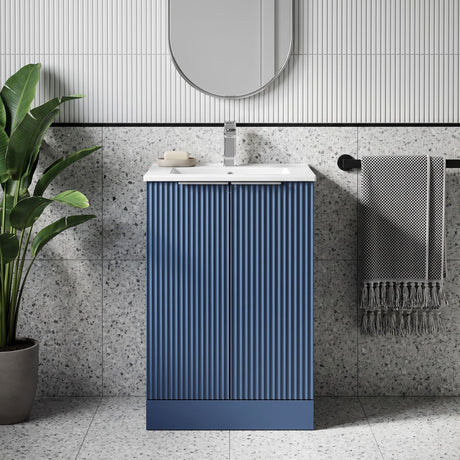 [BFFF323B] Tixall Floor Standing Vanity Basin Unit with 1 Tap Hole Minimalist Ceramic Basin, Choice of Size and Colour - Silo