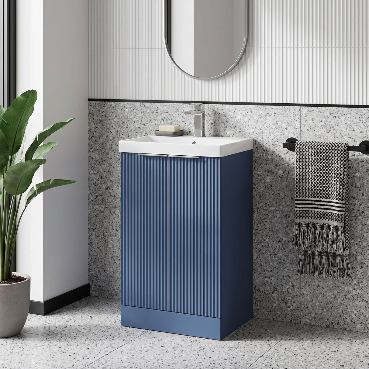 [BFFF323D] Tixall Floor Standing Vanity Basin Unit with 1 Tap Hole Thin-Edge Ceramic Basin, Choice of Size and Colour