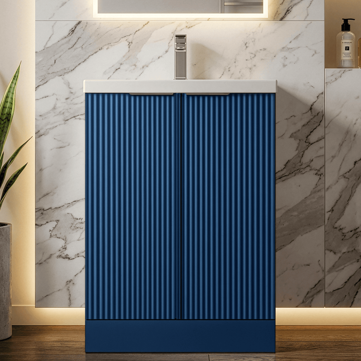 [BFFF325A] Tixall Fluted Front Floor Standing Vanity Basin Unit with Choice of Size, Colour and Handle Options - Silo