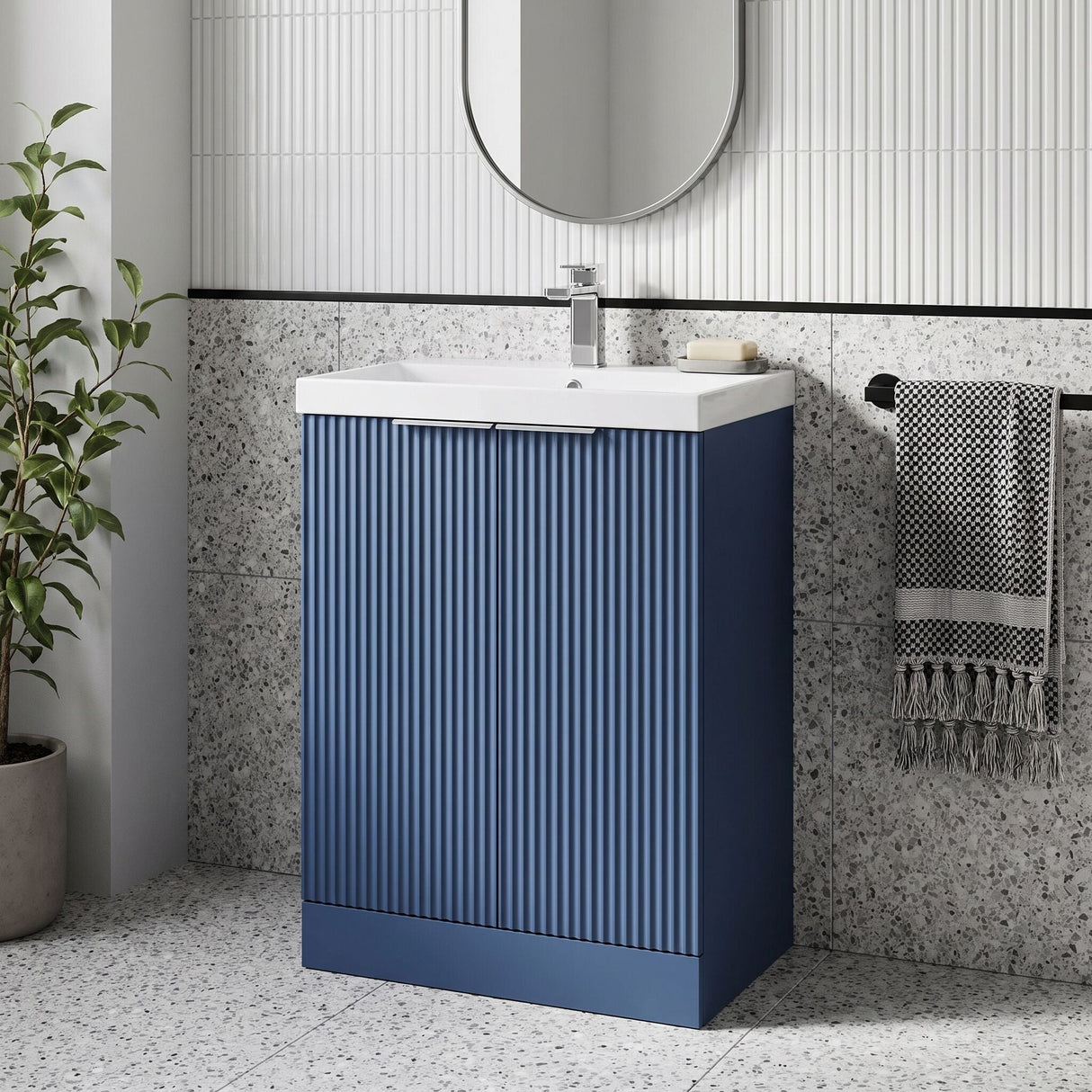 [BFFF325D] Tixall Floor Standing Vanity Basin Unit with 1 Tap Hole Thin-Edge Ceramic Basin, Choice of Size and Colour