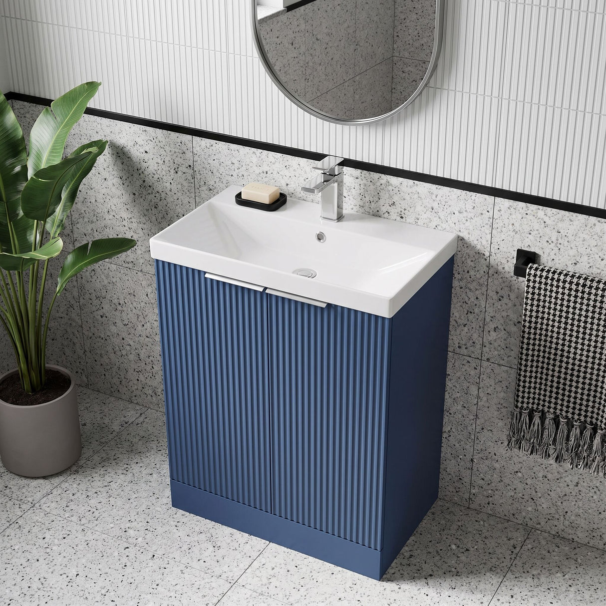[BFFF325D] Tixall Floor Standing Vanity Basin Unit with 1 Tap Hole Thin-Edge Ceramic Basin, Choice of Size and Colour