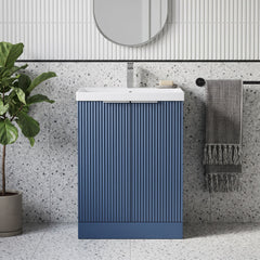 [BFFF325D] Tixall Floor Standing Vanity Basin Unit with 1 Tap Hole Thin-Edge Ceramic Basin, Choice of Size and Colour - Silo