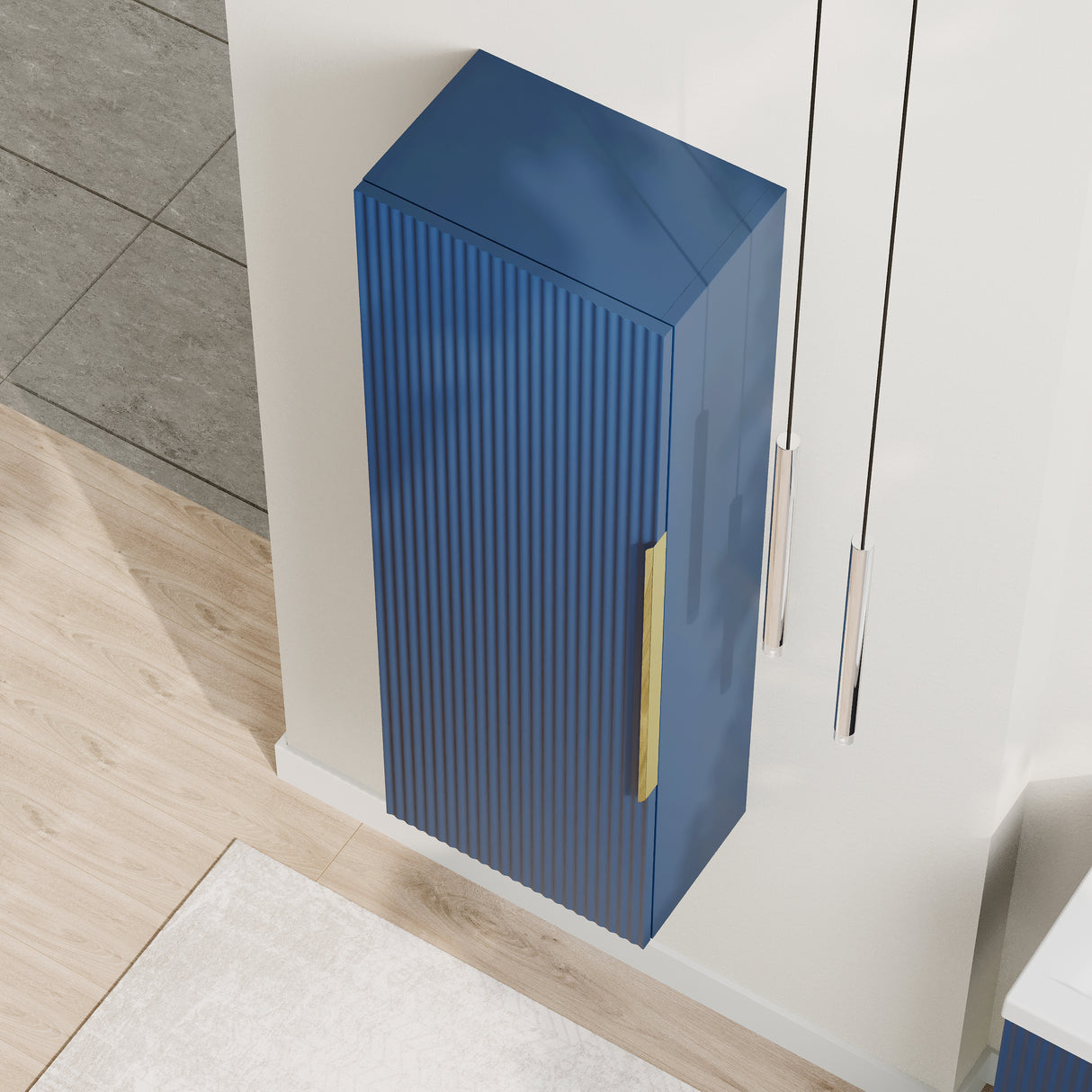 Fluted Tall Bathroom Unit, 400mm, Multiple Colours and Handle Options