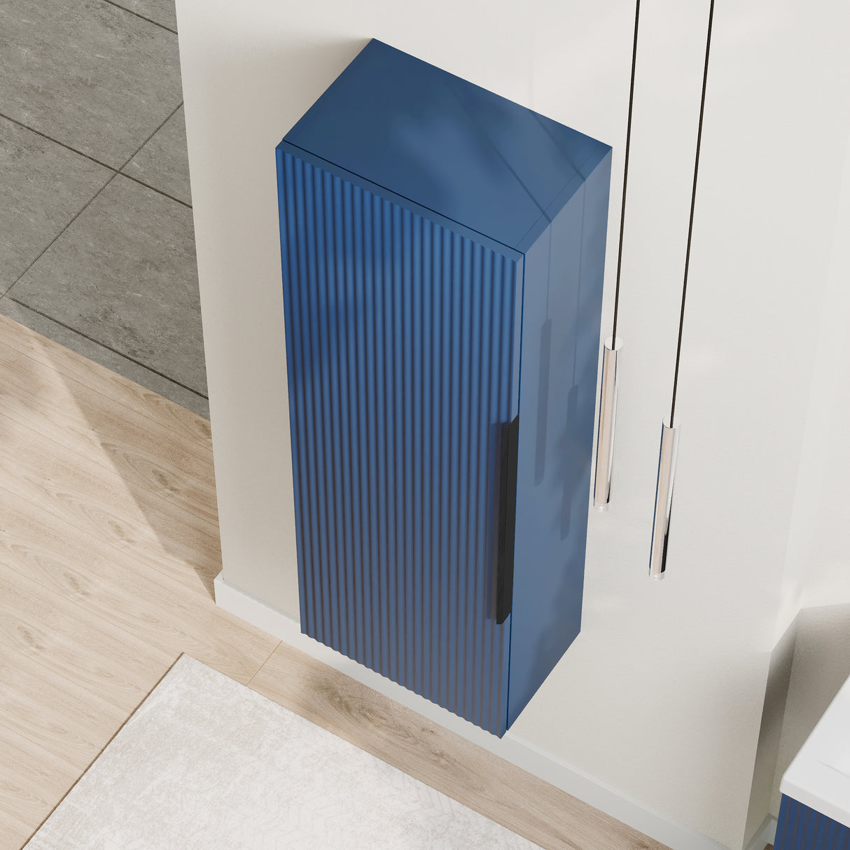 Fluted Tall Bathroom Unit, 400mm, Multiple Colours and Handle Options
