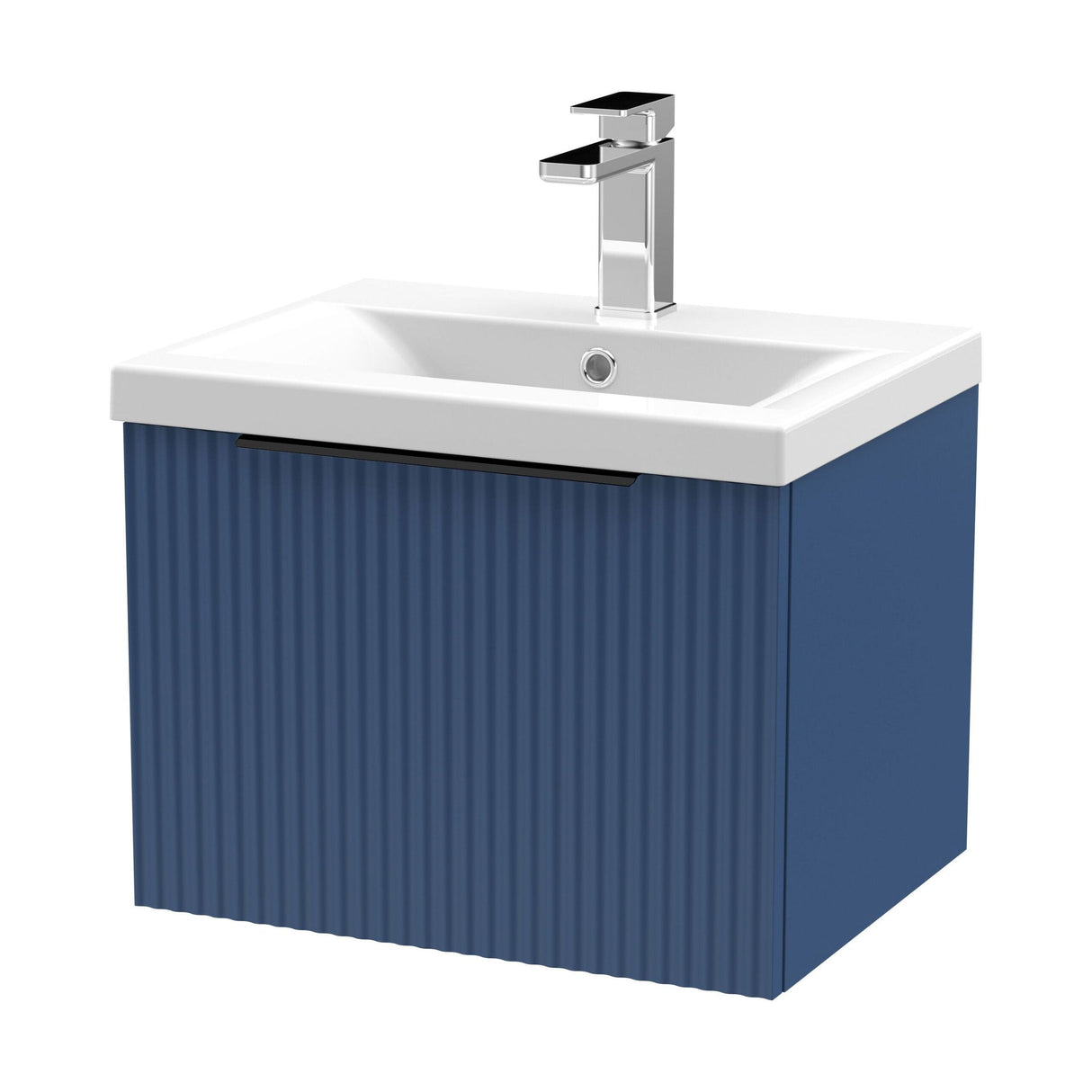 [BFFF391AH225] Tixall Fluted Front Wall Hung Vanity Basin Unit with Choice of Size, Colour and Handle Options - Cutout