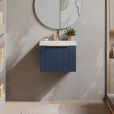 Fluted Front Wall Hung Vanity Basin Unit with Choice of Size, Colour and Handle Options