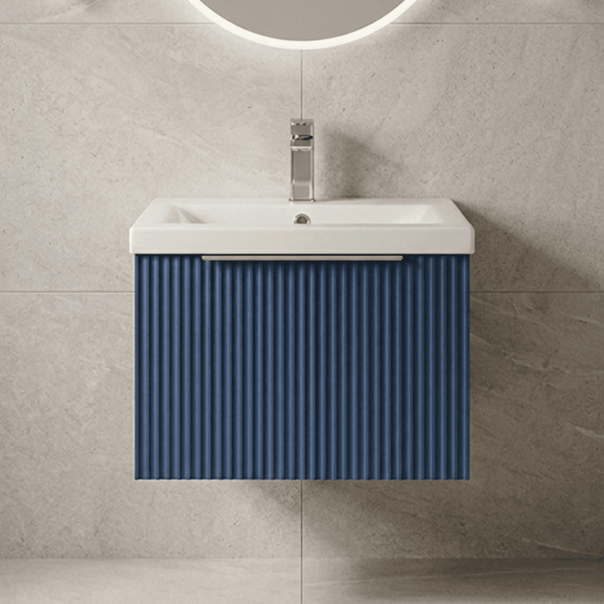 [BFFF391A] Tixall Fluted Front Wall Hung Vanity Basin Unit with Choice of Size, Colour and Handle Options - Silo