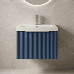 [BFFF391A] Tixall Fluted Front Wall Hung Vanity Basin Unit with Choice of Size, Colour and Handle Options - Silo