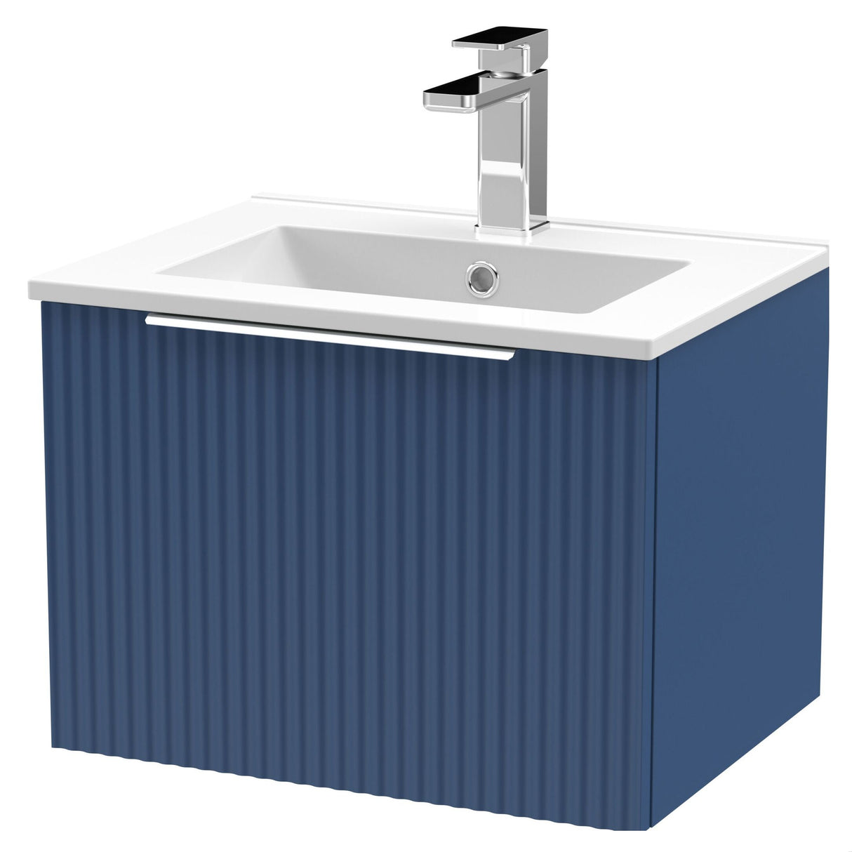 [BFFF391B] Tixall 1 Drawer Wall Hung Vanity Basin Unit with 1 Tap Hole Minimalist Ceramic Basin, Choice of Size and Colour - Cutout