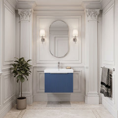 [BFFF391D] Tixall 1 Drawer Wall Hung Vanity Basin Unit with 1 Tap Hole Thin-Edge Ceramic Basin, Choice of Size and Colour