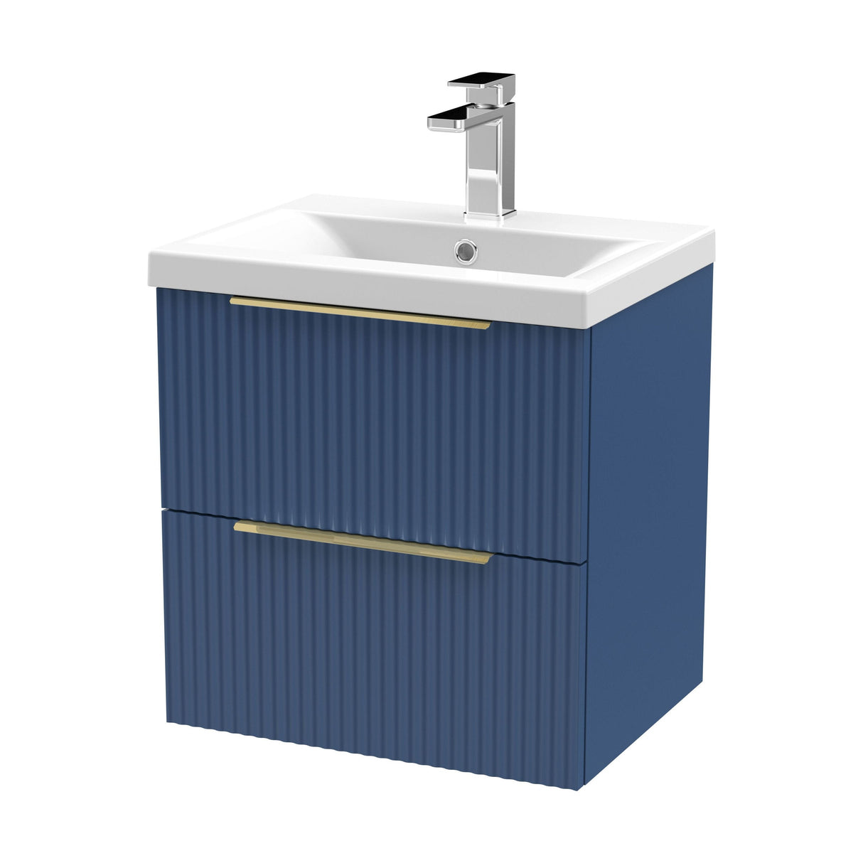 [BFFF392AH325] Tixall Fluted Front Wall Hung Vanity Basin Unit with Choice of Size, Colour and Handle Options - Cutout
