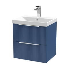 [BFFF392D] Tixall Fluted 2 Drawer Wall Hung Vanity Unit with Thin Edge Basin - Choice of Size and Colour - Cutout