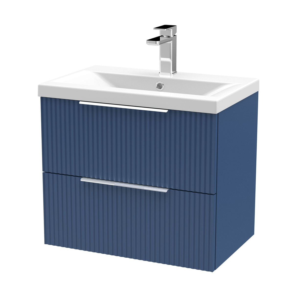 [BFFF393A] Tixall Fluted Front Wall Hung Vanity Basin Unit with Choice of Size, Colour and Handle Options - Cutout