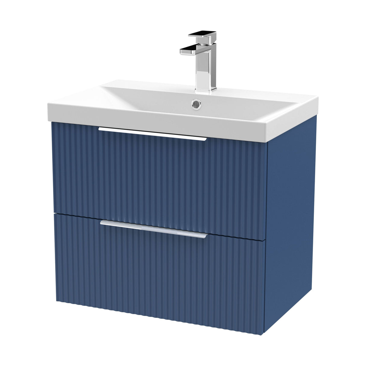 [BFFF393D] Tixall Fluted 2 Drawer Wall Hung Vanity Unit with Thin Edge Basin - Choice of Size and Colour - Cutout