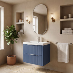 [BFFF393D] Tixall Fluted 2 Drawer Wall Hung Vanity Unit with Thin Edge Basin - Choice of Size and Colour