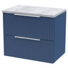 [BFFF393LBG] Tixall Fluted 2 Drawer Wall Hung Vanity Unit with Bellato Grey Laminate Worktop - Choice of Size and Colour - Cutout