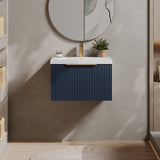 Fluted Front Wall Hung Vanity Basin Unit with Choice of Size, Colour and Handle Options