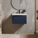 Fluted Front Wall Hung Vanity Basin Unit with Choice of Size, Colour and Handle Options
