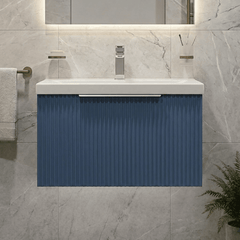 [BFFF394A] Tixall Fluted Front Wall Hung Vanity Basin Unit with Choice of Size, Colour and Handle Options - Silo