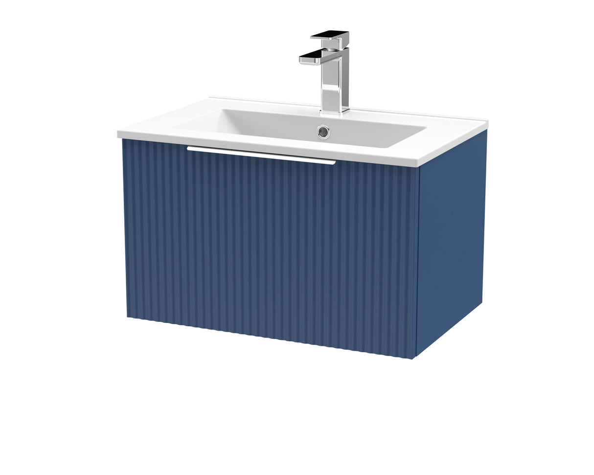 [BFFF394B] Tixall 1 Drawer Wall Hung Vanity Basin Unit with 1 Tap Hole Minimalist Ceramic Basin, Choice of Size and Colour - Cutout