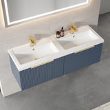 Fluted Front Wall Hung Vanity Basin Unit with Choice of Size, Colour and Handle Options