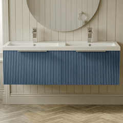 [BFFF394C] Tixall Fluted Front Wall Hung Vanity Basin Unit with Choice of Size, Colour and Handle Options - Silo