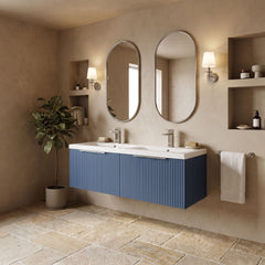 [BFFF394F] Tixall Fluted 2 Drawer Wall Hung Vanity Unit with Double Basin - Choice of Colour