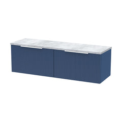 [BFFF394LBG2] Tixall Fluted 2 Drawer Wall Hung Vanity Unit with Bellato Grey Laminate Worktop - Choice of Colour - Cutout
