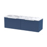 [BFFF394LCM2] Tixall Fluted 2 Drawer Wall Hung Vanity Unit with Carrera Marble Laminate Worktop - Choice of Colour - Cutout