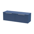 [BFFF394W2] Tixall Fluted 2 Drawer Wall Hung Vanity Unit with Worktop, Satin Blue, 1200mm - Cutout