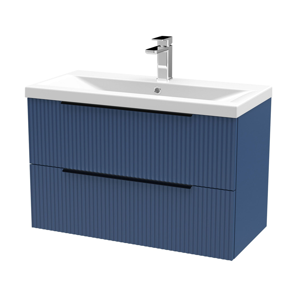 [BFFF395AH226] Tixall Fluted Front Wall Hung Vanity Basin Unit with Choice of Size, Colour and Handle Options - Cutout