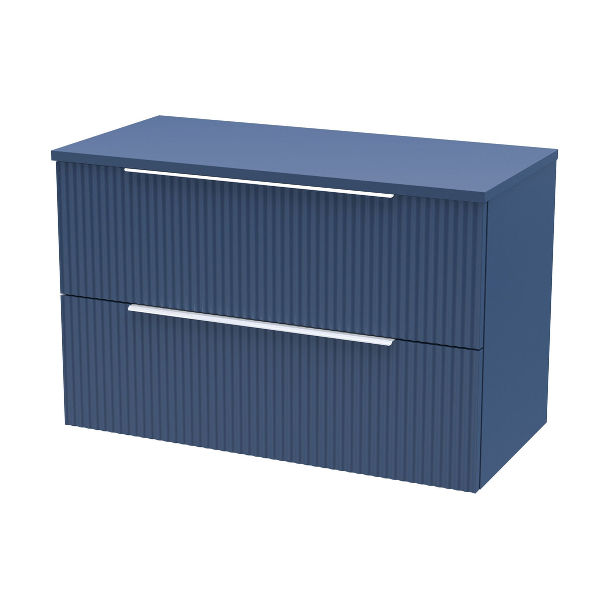 [BFFF395W] Tixall Fluted 2 Drawer Wall Hung Vanity Unit with Worktop - Choice of Size and Colour - Cutout