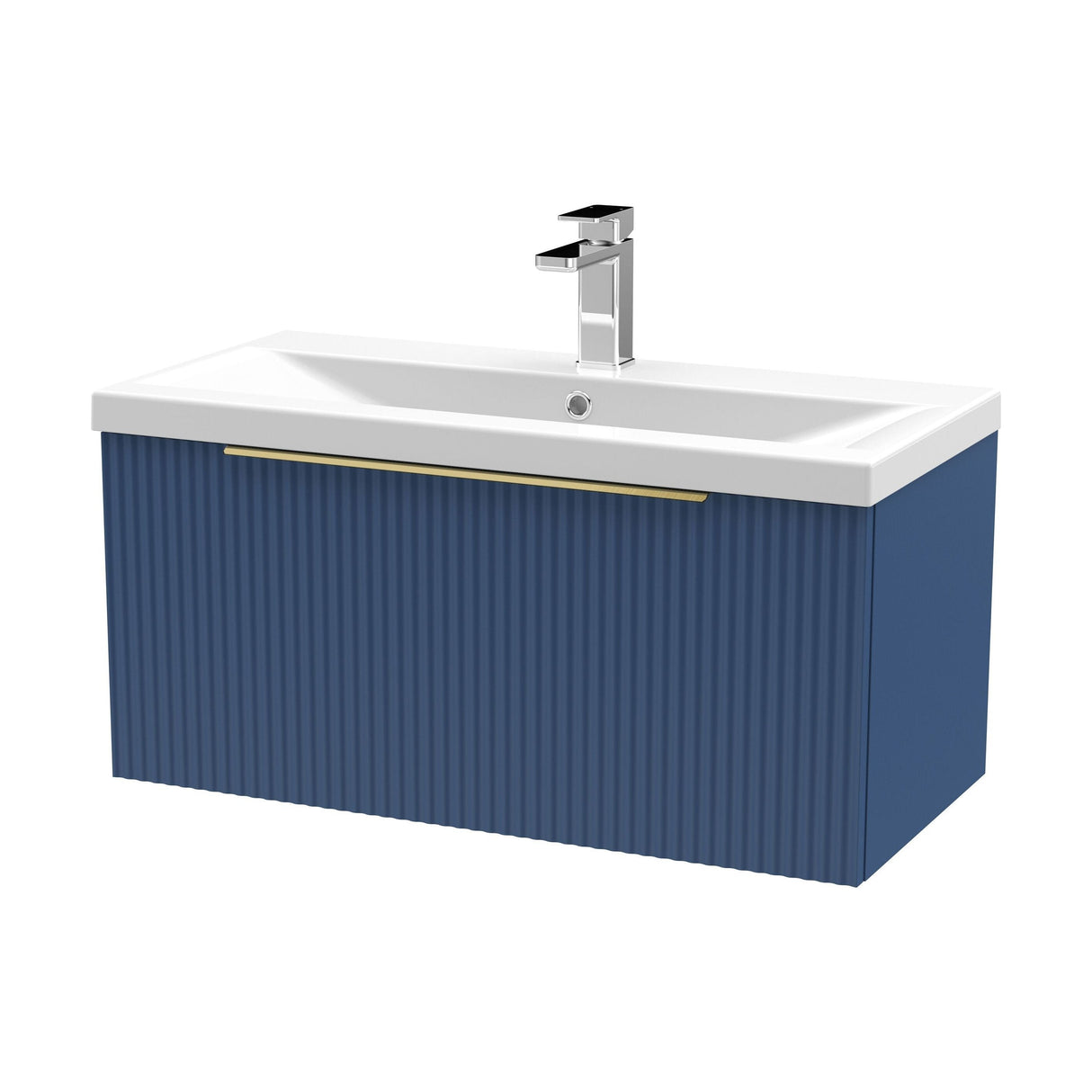 [BFFF396AH326] Tixall Fluted Front Wall Hung Vanity Basin Unit with Choice of Size, Colour and Handle Options - Cutout