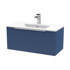 [BFFF396B] Tixall 1 Drawer Wall Hung Vanity Basin Unit with 1 Tap Hole Minimalist Ceramic Basin, Choice of Size and Colour - Cutout