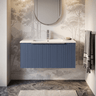 [BFFF396B] Tixall 1 Drawer Wall Hung Vanity Basin Unit with 1 Tap Hole Minimalist Ceramic Basin, Choice of Size and Colour - Silo
