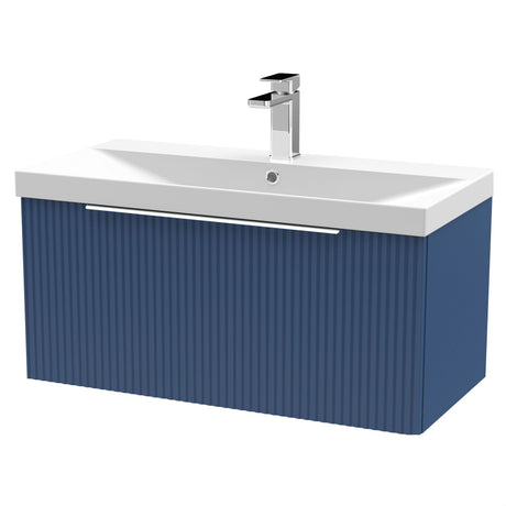 [BFFF396D] Tixall 1 Drawer Wall Hung Vanity Basin Unit with 1 Tap Hole Thin-Edge Ceramic Basin, Choice of Size and Colour - Cutout