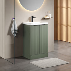 [BFFF823AH224] Tixall Fluted Front Floor Standing Vanity Basin Unit with Choice of Size, Colour and Handle Options - Lifestyle 3