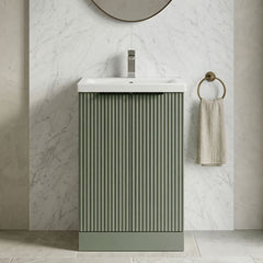 [BFFF823AH224] Tixall Fluted Front Floor Standing Vanity Basin Unit with Choice of Size, Colour and Handle Options - Silo