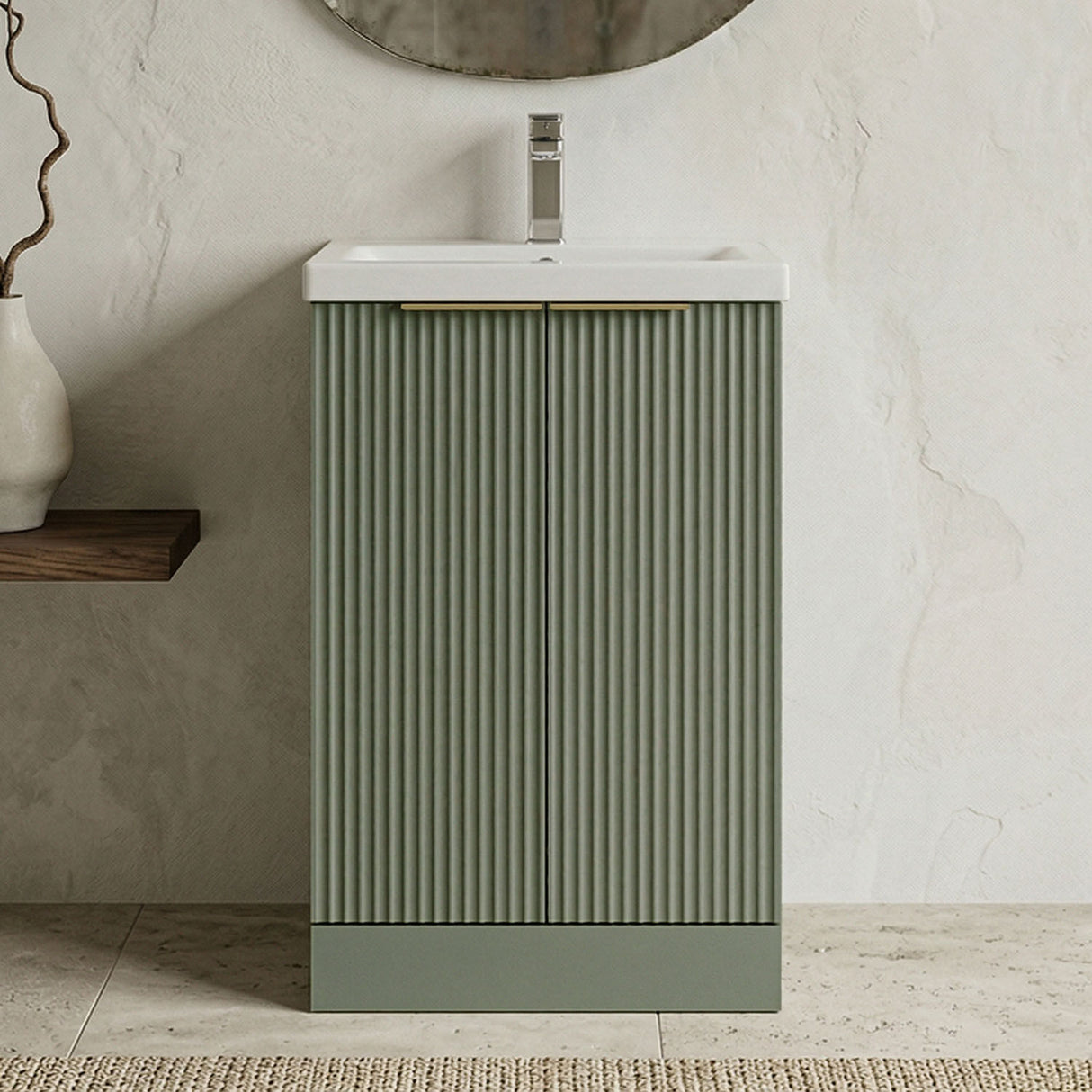 [BFFF823AH324] Tixall Fluted Front Floor Standing Vanity Basin Unit with Choice of Size, Colour and Handle Options - Silo