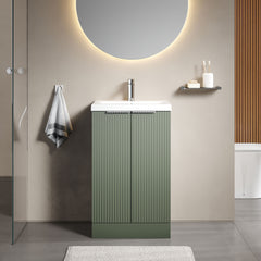 [BFFF823A] Tixall Fluted Front Floor Standing Vanity Basin Unit with Choice of Size, Colour and Handle Options - Lifestyle 1
