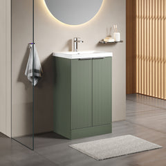 [BFFF823A] Tixall Fluted Front Floor Standing Vanity Basin Unit with Choice of Size, Colour and Handle Options - Lifestyle 3