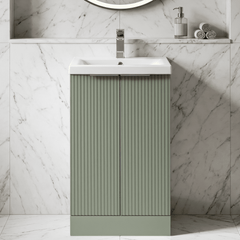 [BFFF823A] Tixall Fluted Front Floor Standing Vanity Basin Unit with Choice of Size, Colour and Handle Options - Silo