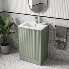 [BFFF823B] Tixall Floor Standing Vanity Basin Unit with 1 Tap Hole Minimalist Ceramic Basin, Choice of Size and Colour